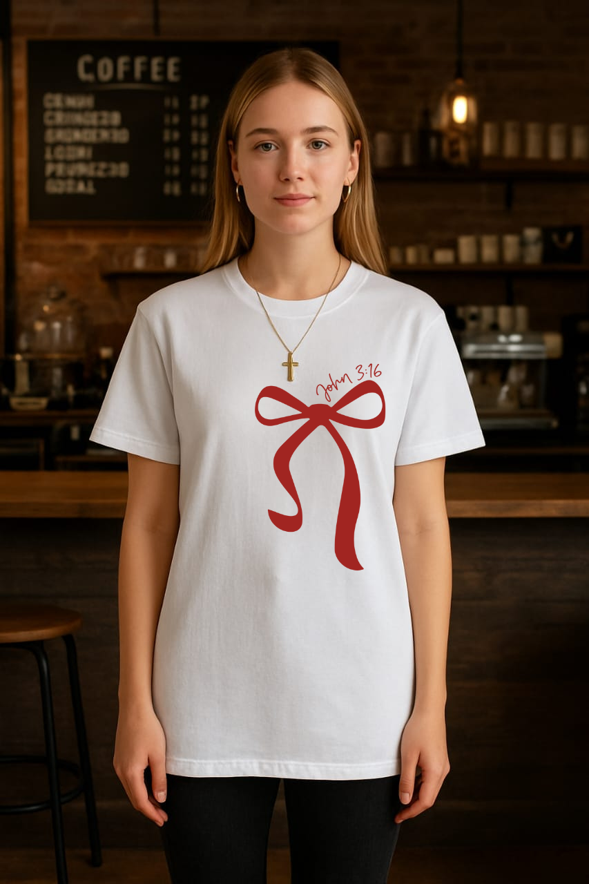 Female You are so loved White with red print T shirt