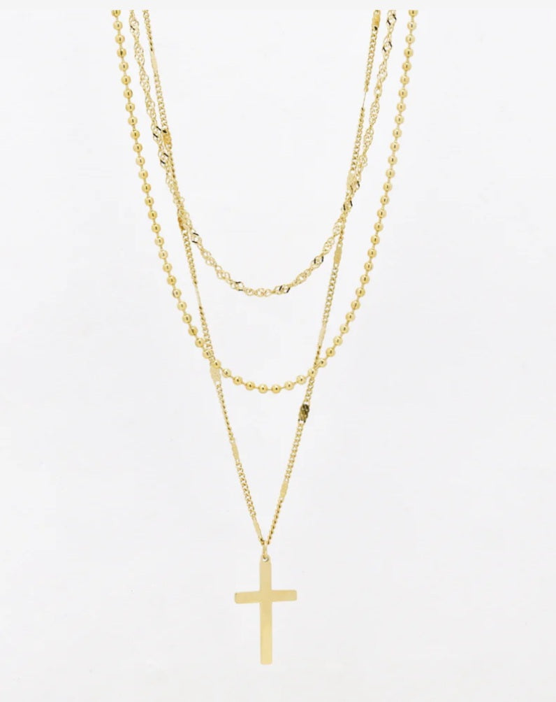 Layered cross necklace (waterproof and tarnish free)
