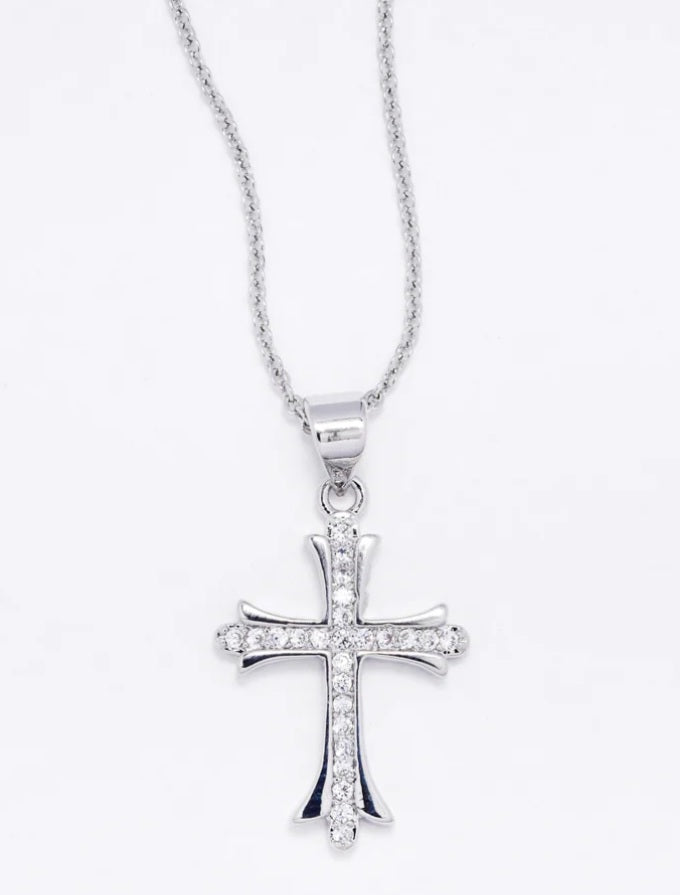 CZ pointy cross necklace