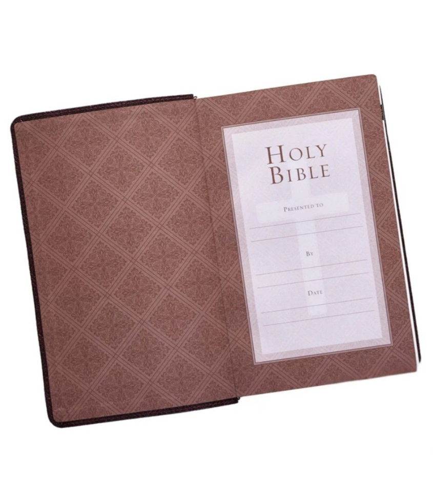 KJV Brown Faux Leather Giant Print Standard Bible Red Letters With Thumb Indexed