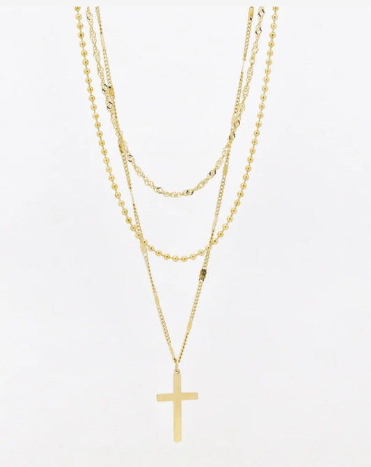 Layered cross necklace (waterproof and tarnish free)