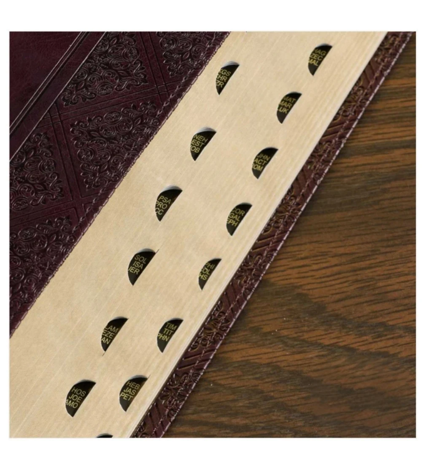 KJV Brown Faux Leather Giant Print Standard Bible Red Letters With Thumb Indexed